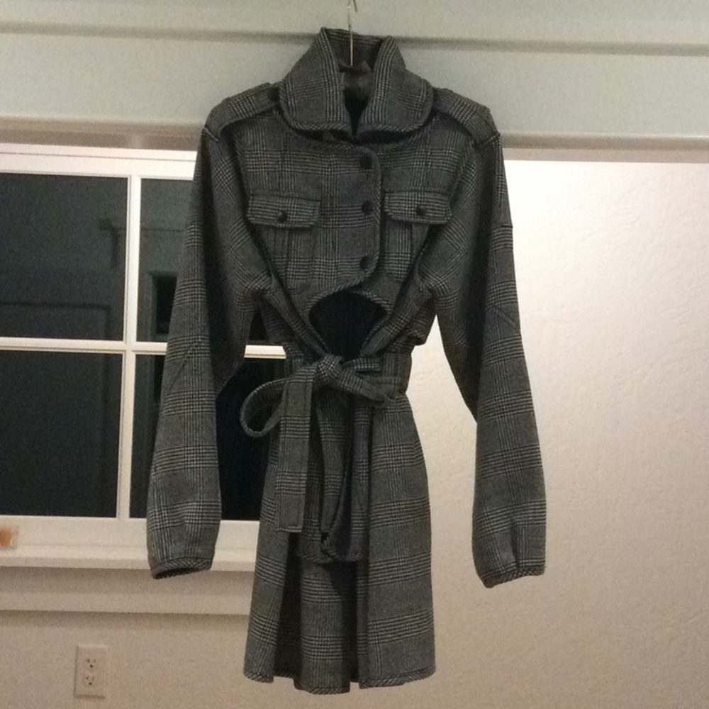 Marissa Webb plaid wool trench coat